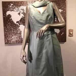 Ann Taylor SILK Mint Green Dress with Silk Scarf